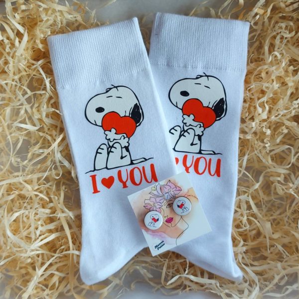 Snoopy Love Printed Socks - Image 2